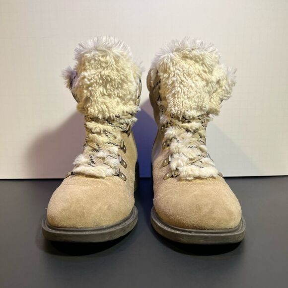 Womens SAM EDELMAN Darrah 2 Tan Suede Lace Up Hiker Snow Boots / Size 8 - Picture 3 of 11